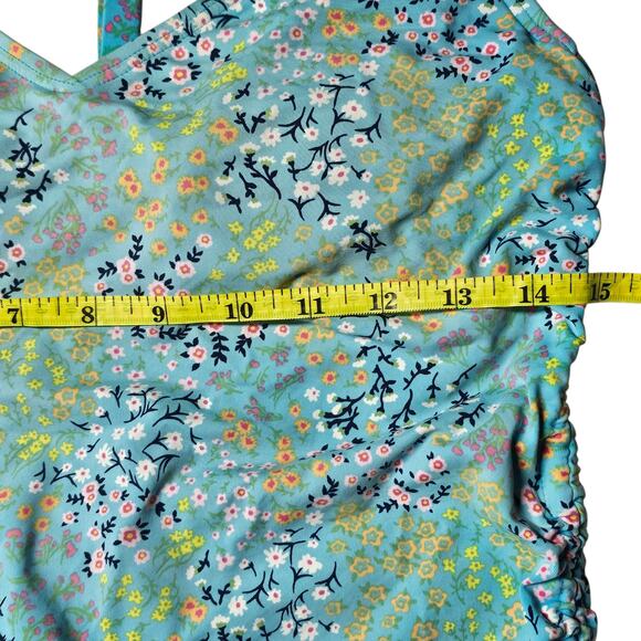 Lands' End Ruched Sides V-Neck Underwire Tankini Top Micro Floral Size 6 - Picture 10 of 12